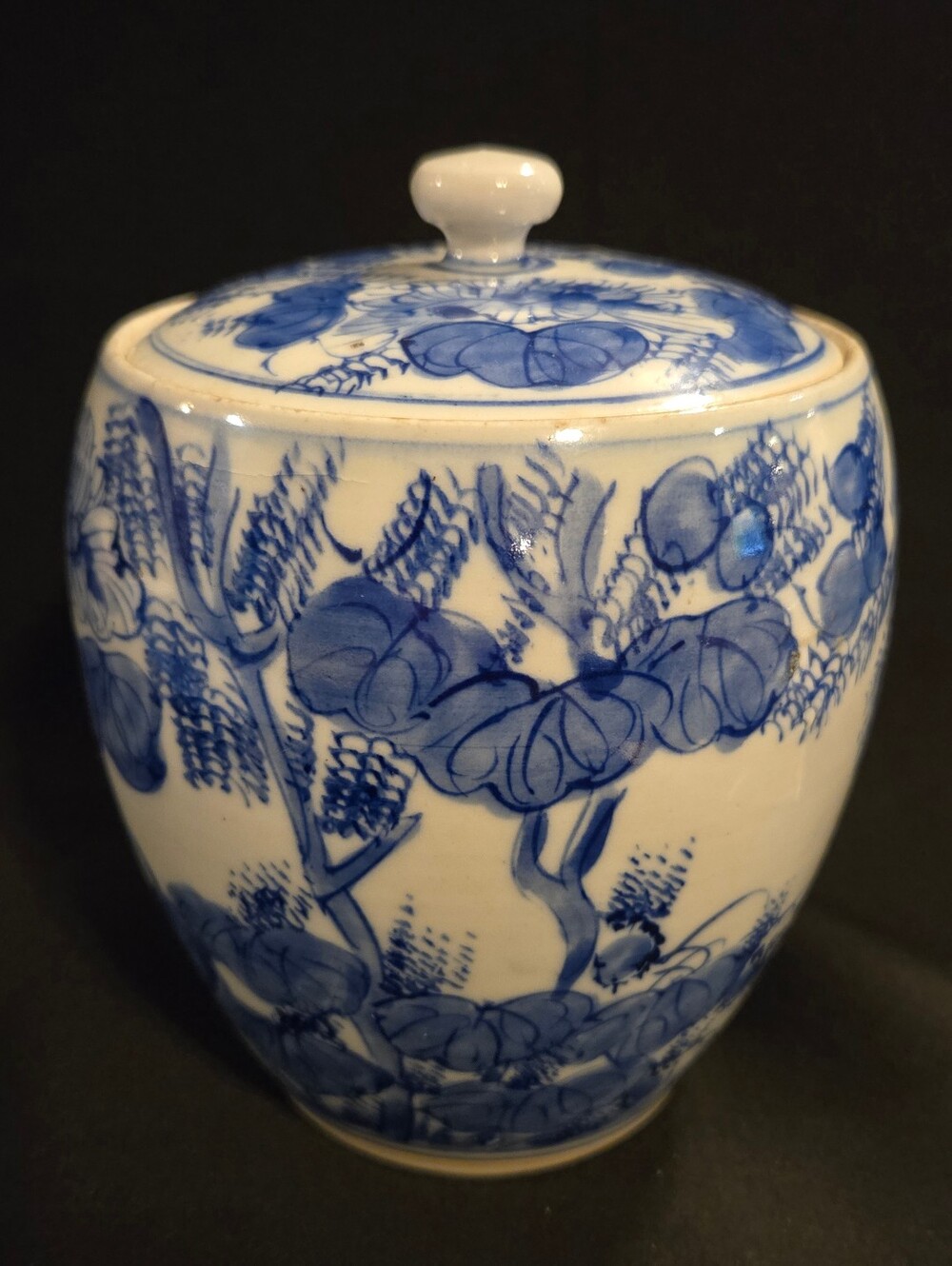 Blue and White Porcelain Lidded Jar - Home Art